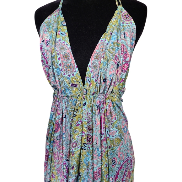 Nwt bohemian boutique backless floral halter paisley dress - Picture 3 of 11